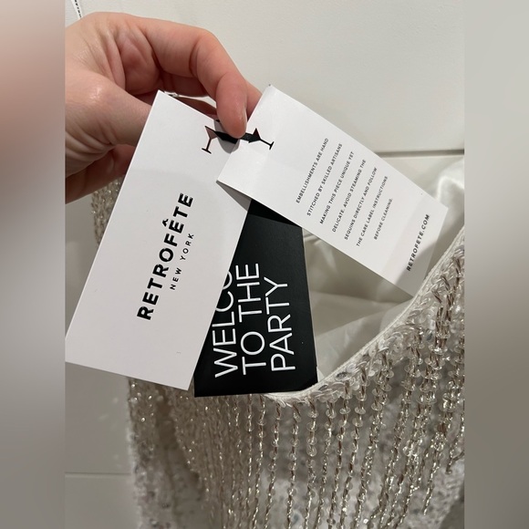 NWT Retrofete white sequin fringe Cassandra mini dress - Picture 9 of 12